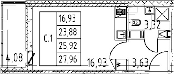 Квартира студия 23.88 м², 5/12 эт., ЖК «Полис ЛАВрики»